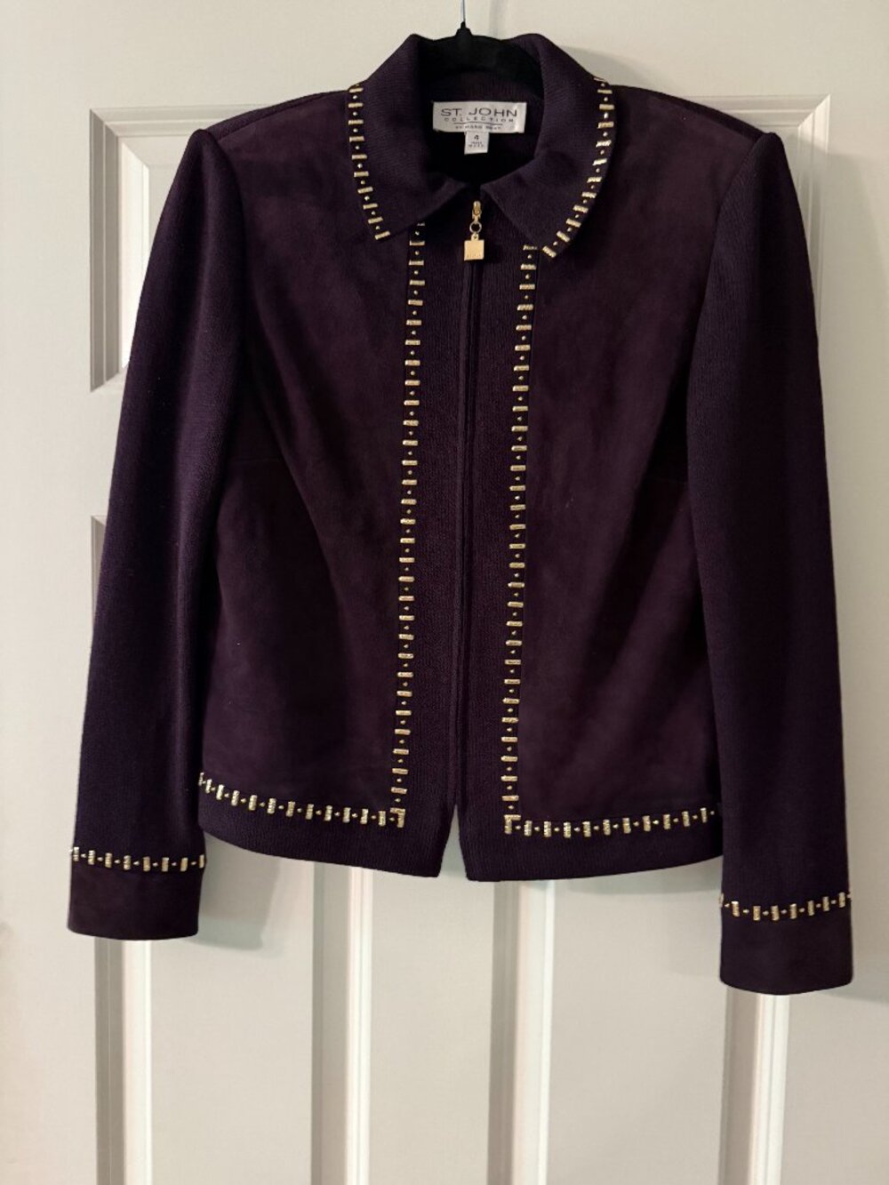 **Vintage 3-Piece St. John by Marie Gray Dark Plum Top, Jacket & Pants**